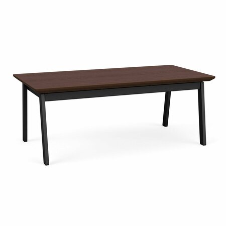 LESRO Newport Coffee Table Metal Frame 20x40in High Pressure Laminate Top, Black, Cocoa Walnut top NP0840